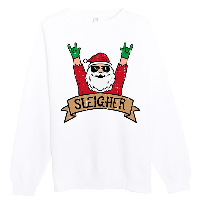 Christmas Sleigher Santa Rock Xmas Rocker Premium Crewneck Sweatshirt