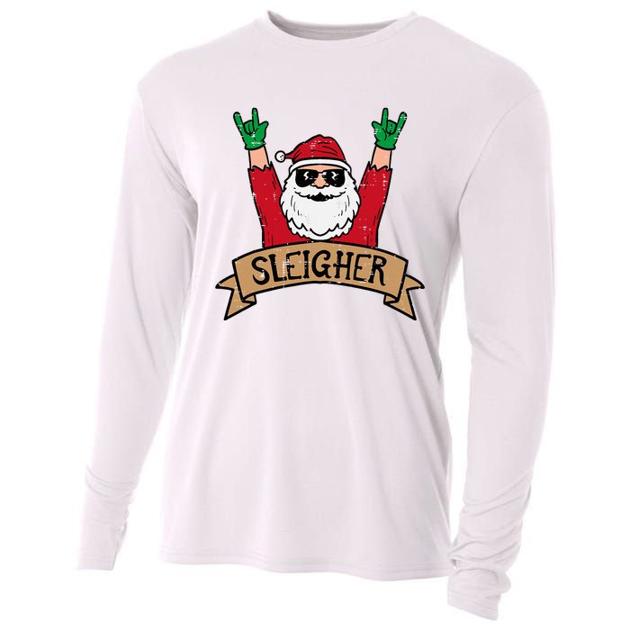 Christmas Sleigher Santa Rock Xmas Rocker Cooling Performance Long Sleeve Crew