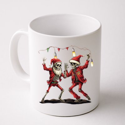 Christmas Skeleton Santa Claus Dancing Santa Hat Xmas Lights Gift Coffee Mug