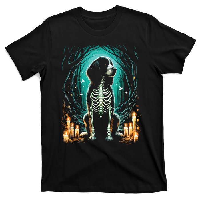 Cool Springer Spaniel Dog Skeleton Halloween Dog Mom Dad T-Shirt