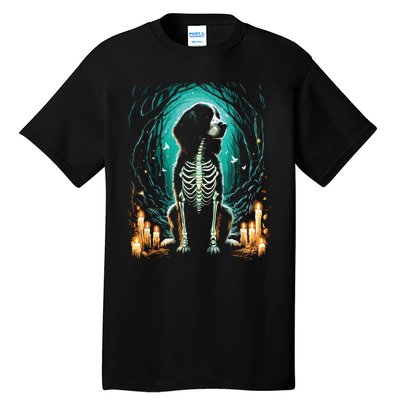 Cool Springer Spaniel Dog Skeleton Halloween Dog Mom Dad Tall T-Shirt