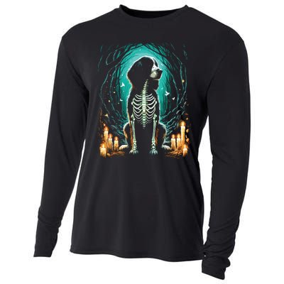 Cool Springer Spaniel Dog Skeleton Halloween Dog Mom Dad Cooling Performance Long Sleeve Crew