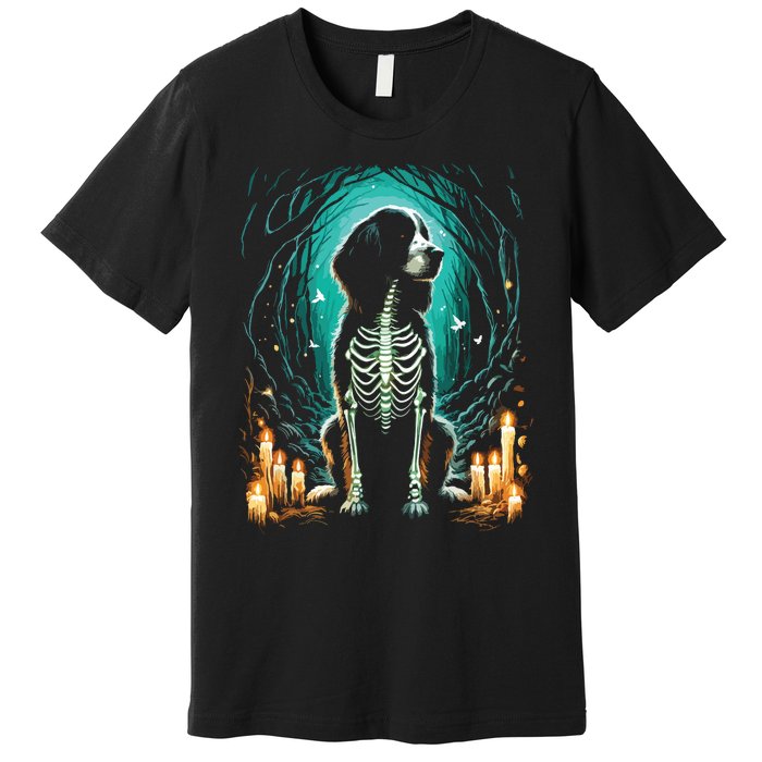 Cool Springer Spaniel Dog Skeleton Halloween Dog Mom Dad Premium T-Shirt