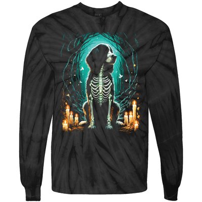 Cool Springer Spaniel Dog Skeleton Halloween Dog Mom Dad Tie-Dye Long Sleeve Shirt