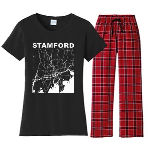 Connecticut Souvenir Stamford City Street Map Women's Flannel Pajama Set