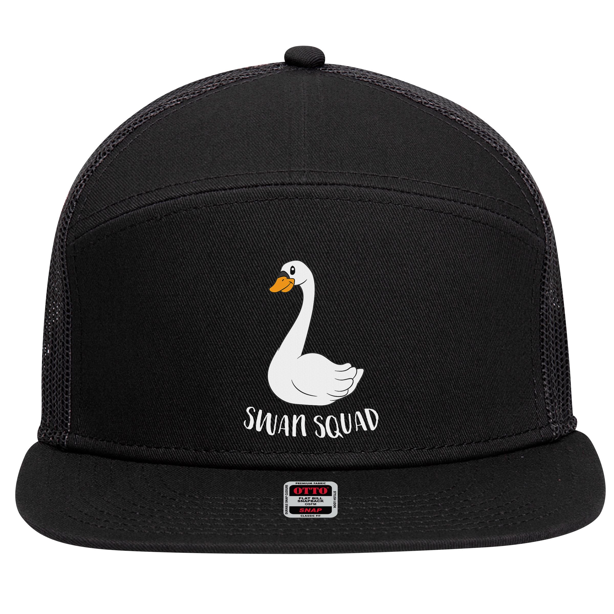 Cute Swan Squad Funny Team Swans 7 Panel Mesh Trucker Snapback Hat