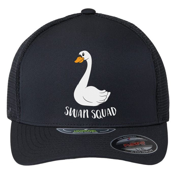 Cute Swan Squad Funny Team Swans Flexfit Unipanel Trucker Cap