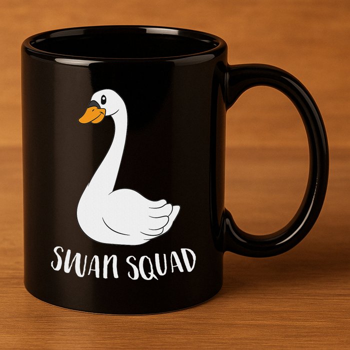Cute Swan Squad Funny Team Swans 11oz C Handle Ceramic Mug