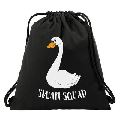 Cute Swan Squad Funny Team Swans Drawstring Bag
