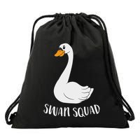Cute Swan Squad Funny Team Swans Drawstring Bag