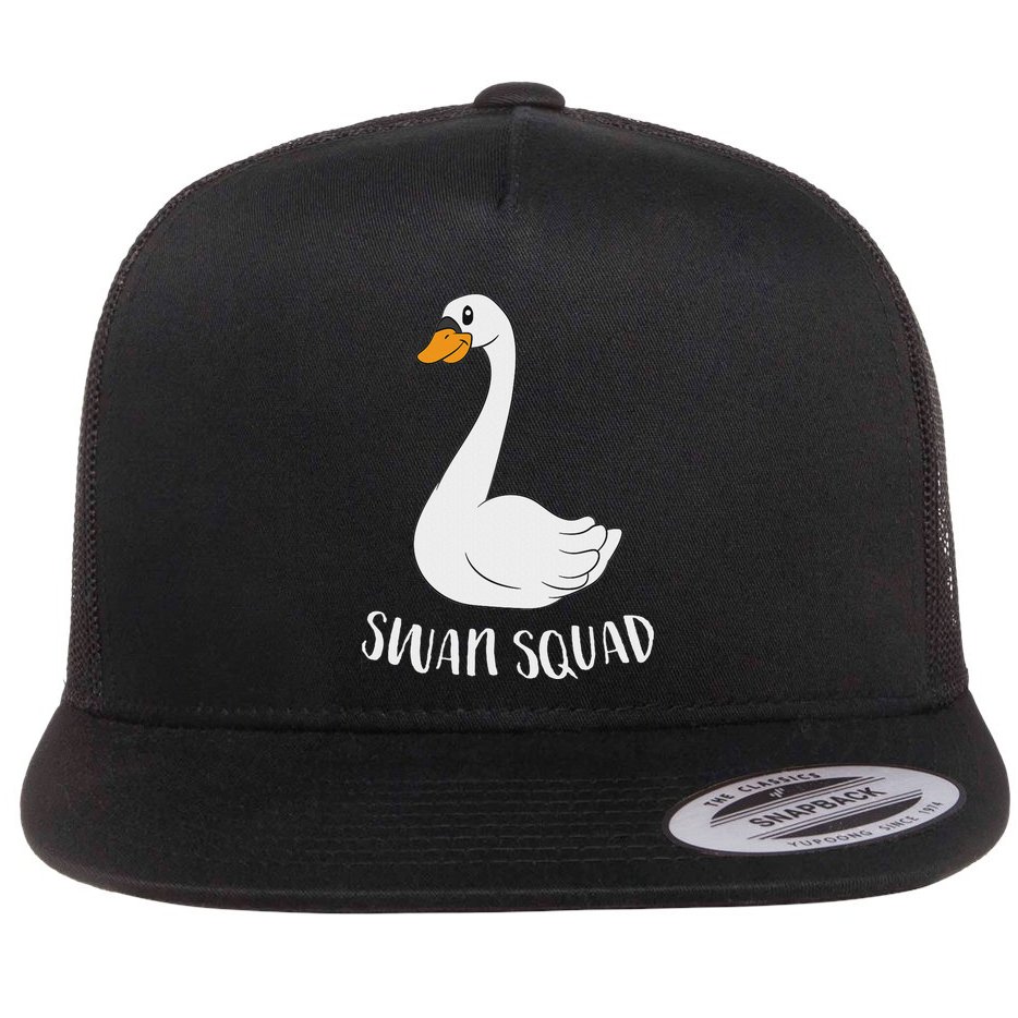 Cute Swan Squad Funny Team Swans Flatbill Hat