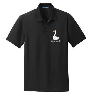 Cute Swan Squad Funny Team Swans Dry Zone Grid Polo