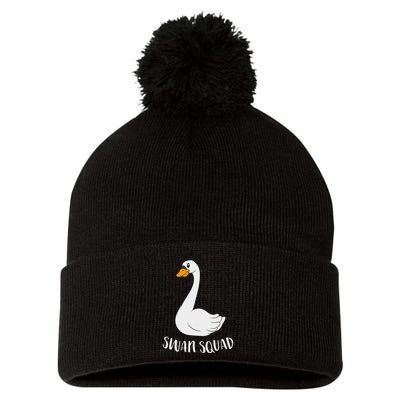Cute Swan Squad Funny Team Swans Pom Pom 12in Knit Beanie