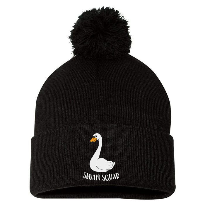 Cute Swan Squad Funny Team Swans Pom Pom 12in Knit Beanie