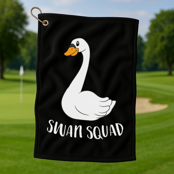 Cute Swan Squad Funny Team Swans Golf Towel