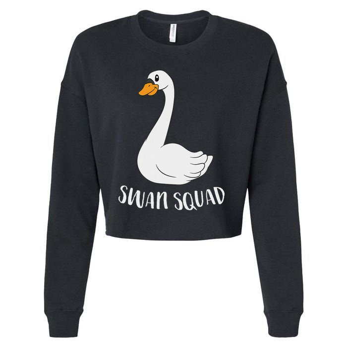 Cute Swan Squad Funny Team Swans Cropped Pullover Crew