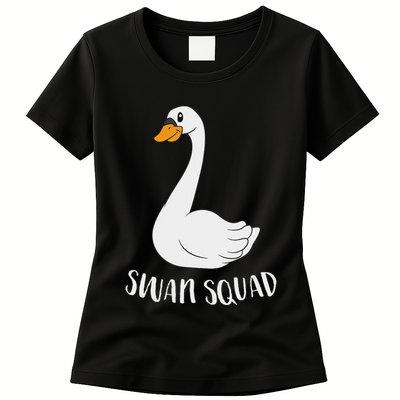 Cute Swan Squad Funny Team Swans Womens T-Shirt