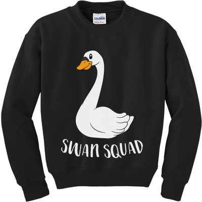 Cute Swan Squad Funny Team Swans Kids Sweatshirt