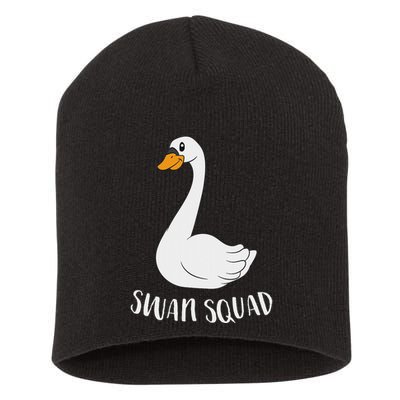 Cute Swan Squad Funny Team Swans Short Acrylic Beanie