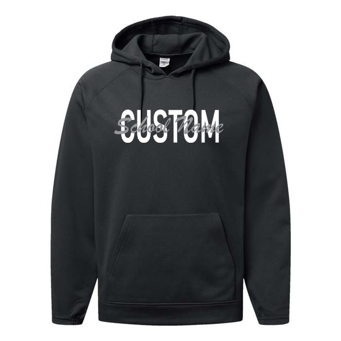 Custom School Spirit Personalize Name Text Performance Fleece Hoodie