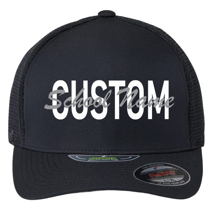 Custom School Spirit Personalize Name Text Flexfit Unipanel Trucker Cap
