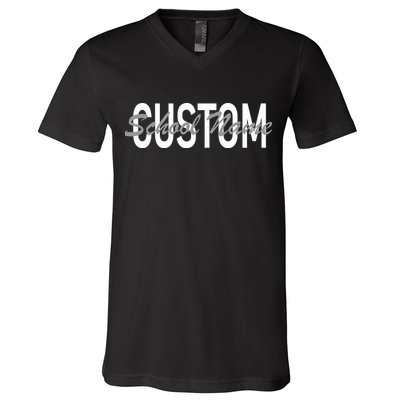 Custom School Spirit Personalize Name Text V-Neck T-Shirt
