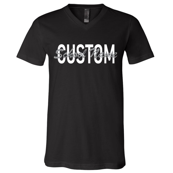 Custom School Spirit Personalize Name Text V-Neck T-Shirt