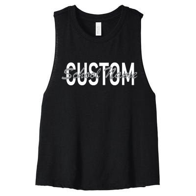 Custom School Spirit Personalize Name Text Women's Racerback Cropped Tank