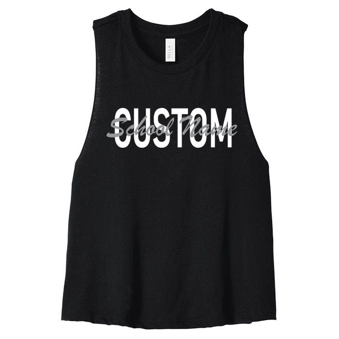 Custom School Spirit Personalize Name Text Women's Racerback Cropped Tank