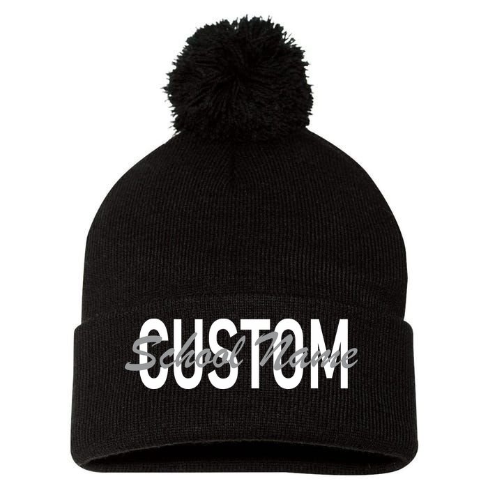 Custom School Spirit Personalize Name Text Pom Pom 12in Knit Beanie
