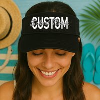 Custom School Spirit Personalize Name Text Valucap Bio-Washed Visor