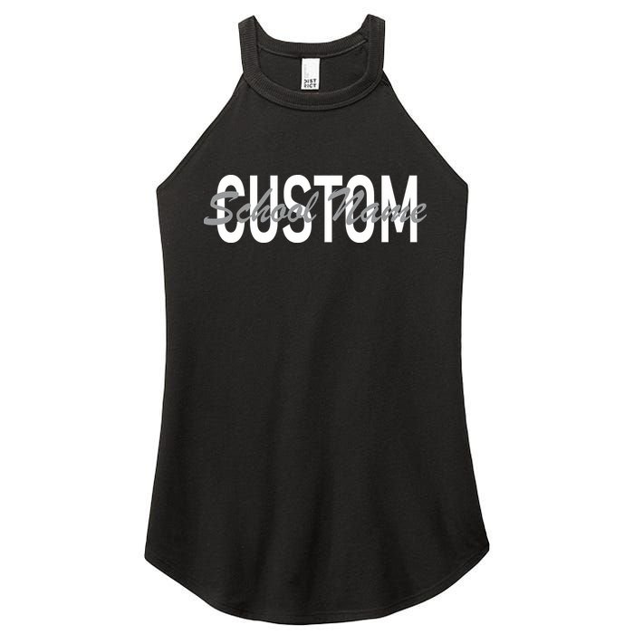 Custom School Spirit Personalize Name Text Women's Perfect Tri Rocker Tank