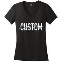 Custom School Spirit Personalize Name Text Women's V-Neck T-Shirt