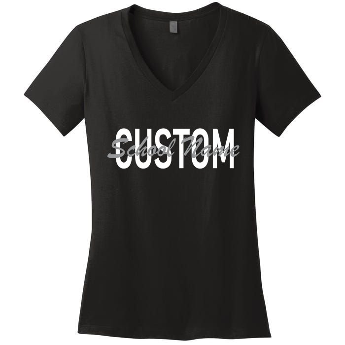 Custom School Spirit Personalize Name Text Women's V-Neck T-Shirt