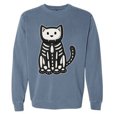 Cute Spooky Skeleton Cat Halloween Costume Cat Lover Gifts Garment-Dyed Sweatshirt