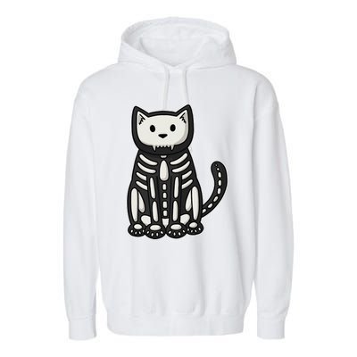 Cute Spooky Skeleton Cat Halloween Costume Cat Lover Gifts Garment-Dyed Fleece Hoodie