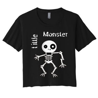 Cute Spooky Skeleton Little Monster Pirate Halloween Crop Top