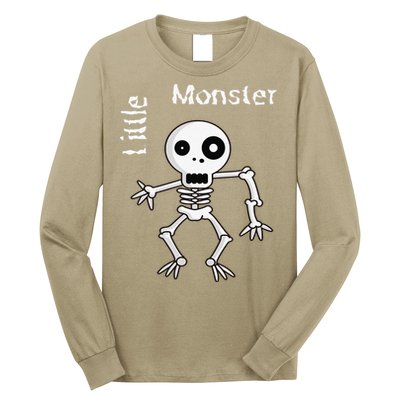Cute Spooky Skeleton Little Monster Pirate Halloween Long Sleeve Shirt