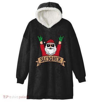 Christmas Sleigher Santa Rock Xmas Rocker Hooded Wearable Blanket