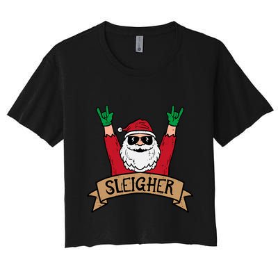 Christmas Sleigher Santa Rock Xmas Rocker Crop Top