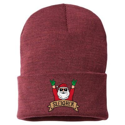 Christmas Sleigher Santa Rock Xmas Rocker Sustainable Knit Beanie