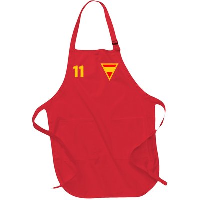 Cool Spanish Spain National Football Teamhome Crest Number 11 Full-Length Apron With Pockets