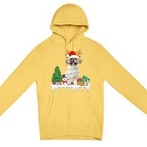 Cute Santa Shih Tzu Dog Christmas Lights Pajama Gift Premium Pullover Hoodie