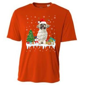 Cute Santa Shih Tzu Dog Christmas Lights Pajama Gift Cooling Performance Crew T-Shirt