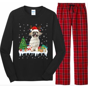 Cute Santa Shih Tzu Dog Christmas Lights Pajama Gift Long Sleeve Pajama Set