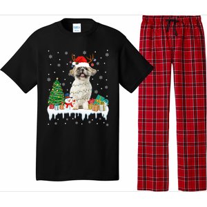 Cute Santa Shih Tzu Dog Christmas Lights Pajama Gift Pajama Set