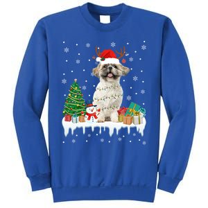 Cute Santa Shih Tzu Dog Christmas Lights Pajama Gift Sweatshirt