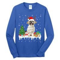 Cute Santa Shih Tzu Dog Christmas Lights Pajama Gift Tall Long Sleeve T-Shirt