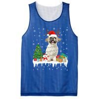 Cute Santa Shih Tzu Dog Christmas Lights Pajama Gift Mesh Reversible Basketball Jersey Tank