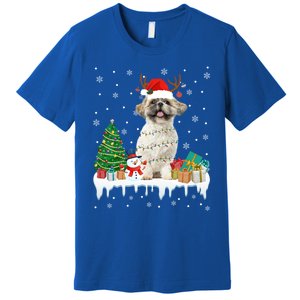 Cute Santa Shih Tzu Dog Christmas Lights Pajama Gift Premium T-Shirt